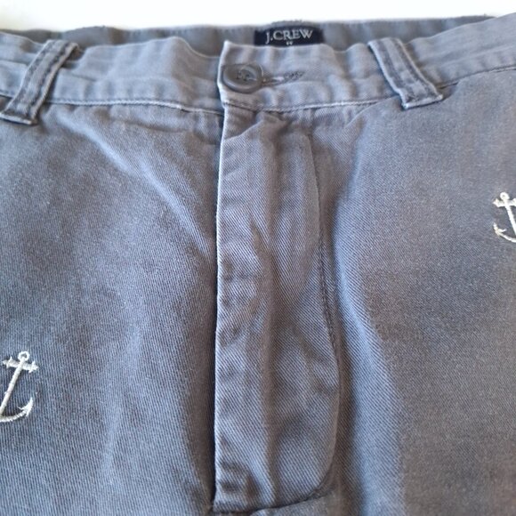 J. Crew Mens 30W Gramercy Chino‎ Gray Anchor Embroidered Shorts Nautical Preppy - Picture 6 of 14